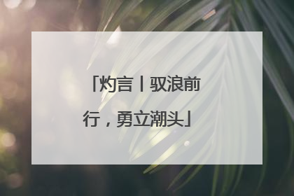 灼言丨驭浪前行，勇立潮头